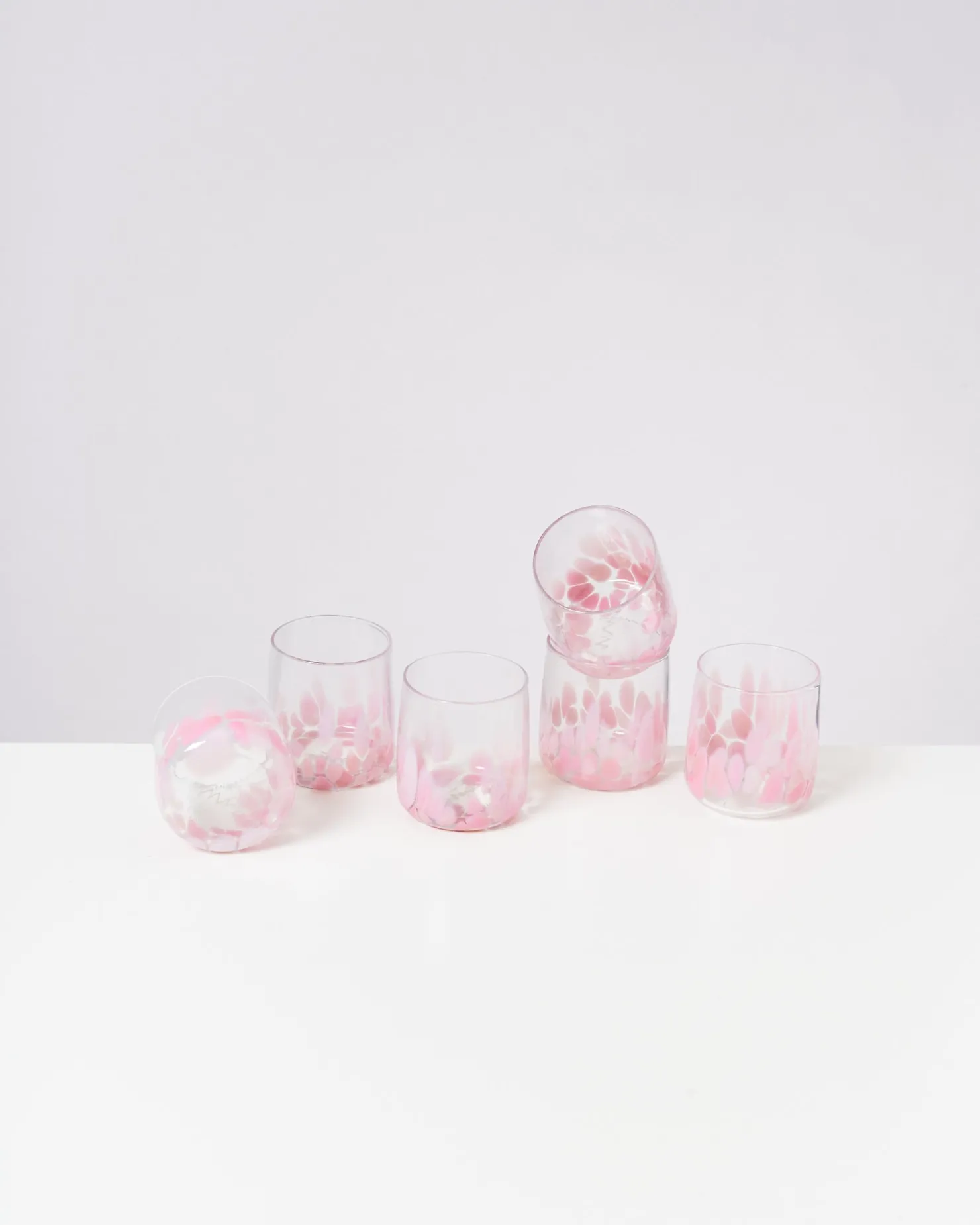 alegria__set_of__glasses_small_big_drops_pink_2.webp Motel a Miio Kleine Gläser | Gläser Sets %^Alegria - Set Of 6 Glasses Small Big Drops Pink big drops rosa