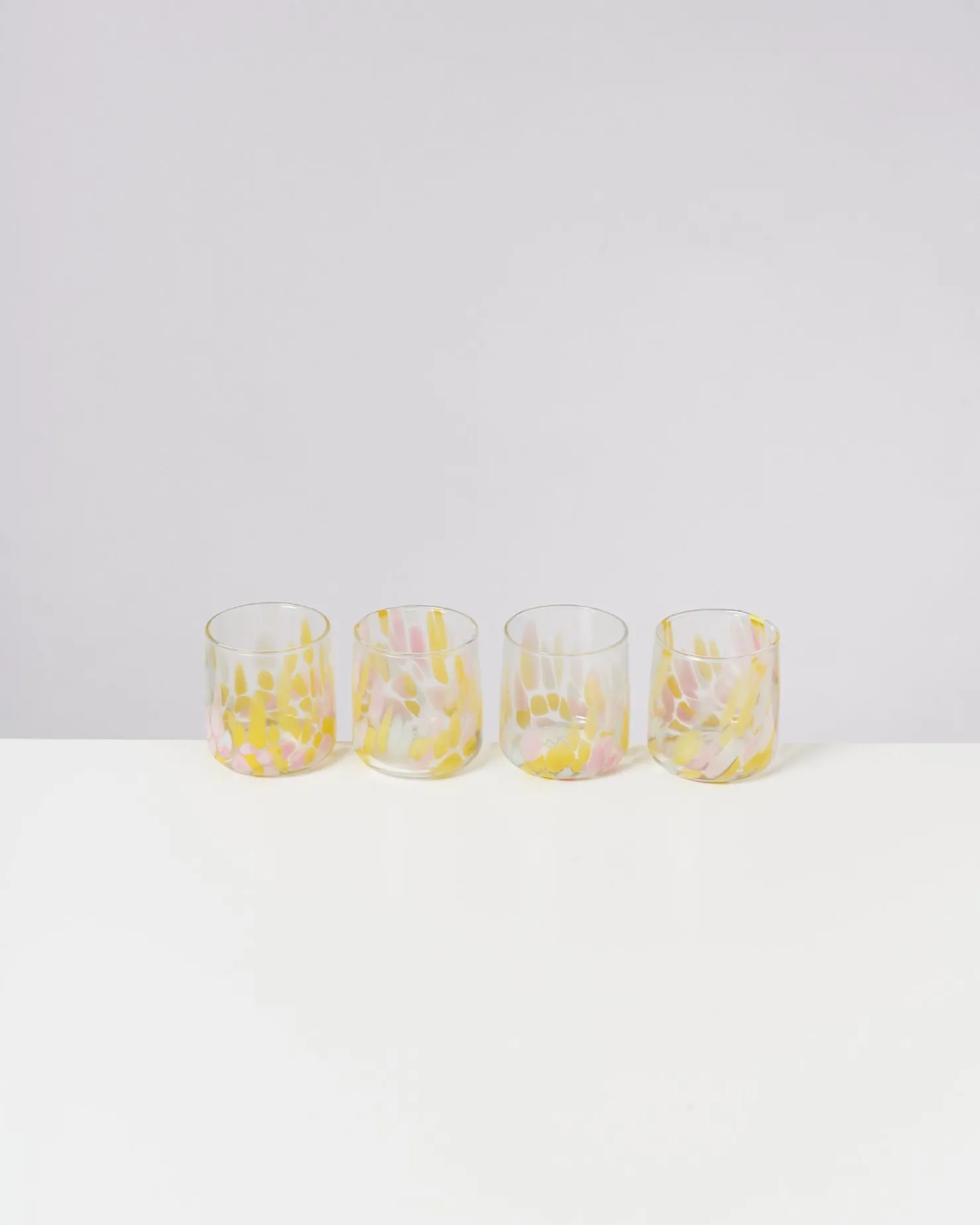 Motel a Miio Kleine Gläser | Gläser Sets %^Alegria - Set Of 4 Glasses Small Big Drops Pink Yellow big drops rosa yellow