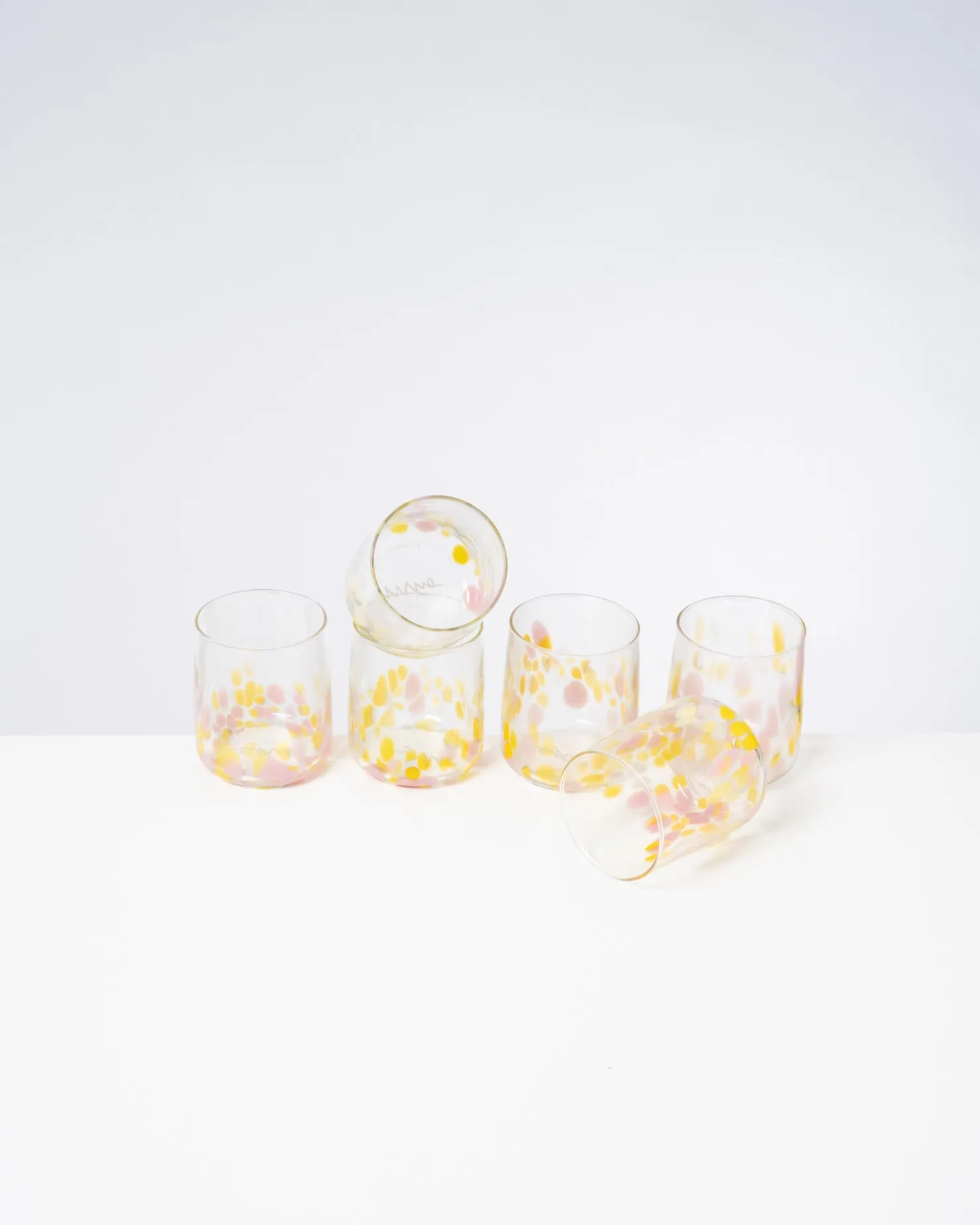 Motel a Miio Kleine Gläser | Gläser Sets %^Alegria - Set Of 6 Glasses Small Big Drops Pink Yellow big drops rosa gelb