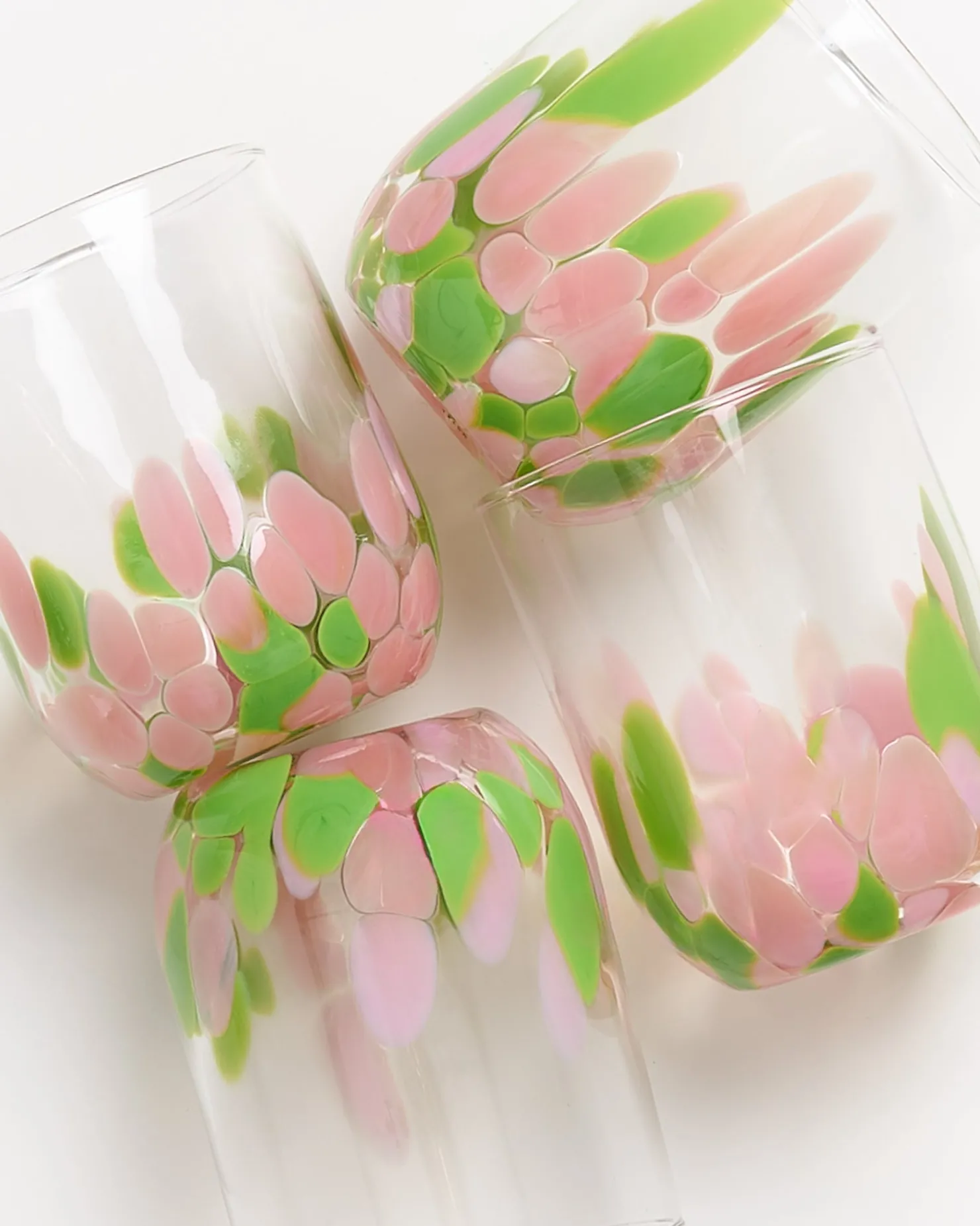 alegria_set_of__glass_large_drops_pink_green_3.webp Motel a Miio Große Gläser | Gläser Sets %^Alegria Set Of 4 Glass Large Drops Pink Green drops rosa grün