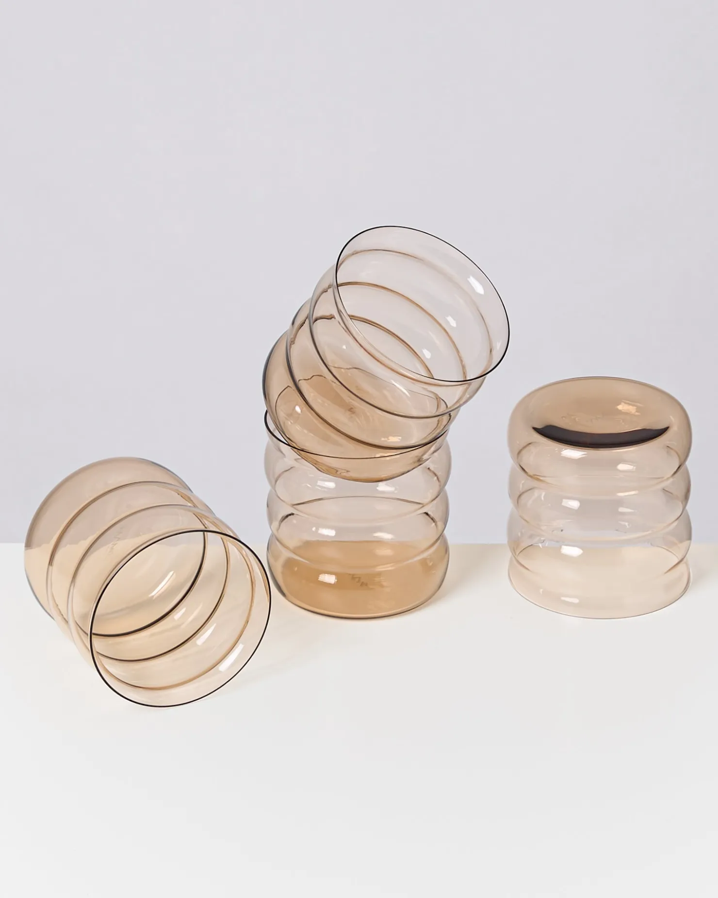 joia_er_set_glas_bubble_bronze_5.webp Motel a Miio Kleine Gläser | Gläser Sets %^Joia 4er Set Glas Bubble bronze