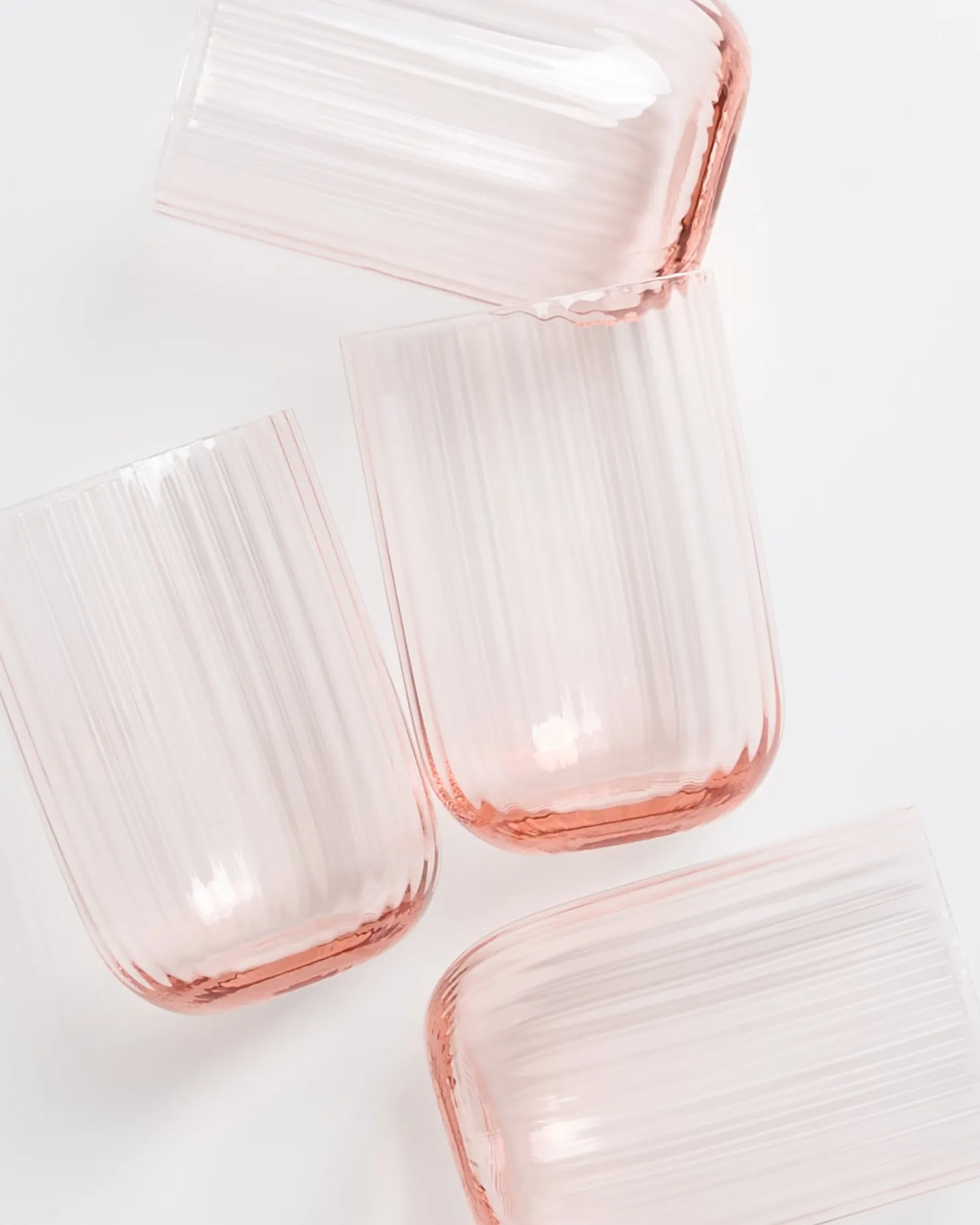 joia_er_set_glas_riffled_pink_opal_3.webp Motel a Miio Kleine Gläser | Gläser Sets %^Joia 4er Set Glas Riffled pink opal